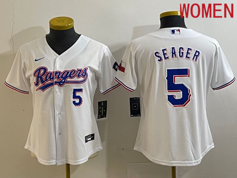 Women Texas Rangers #5 Seager White Game Nike 2023 MLB Jersey style 3->seattle seahawks->NFL Jersey
